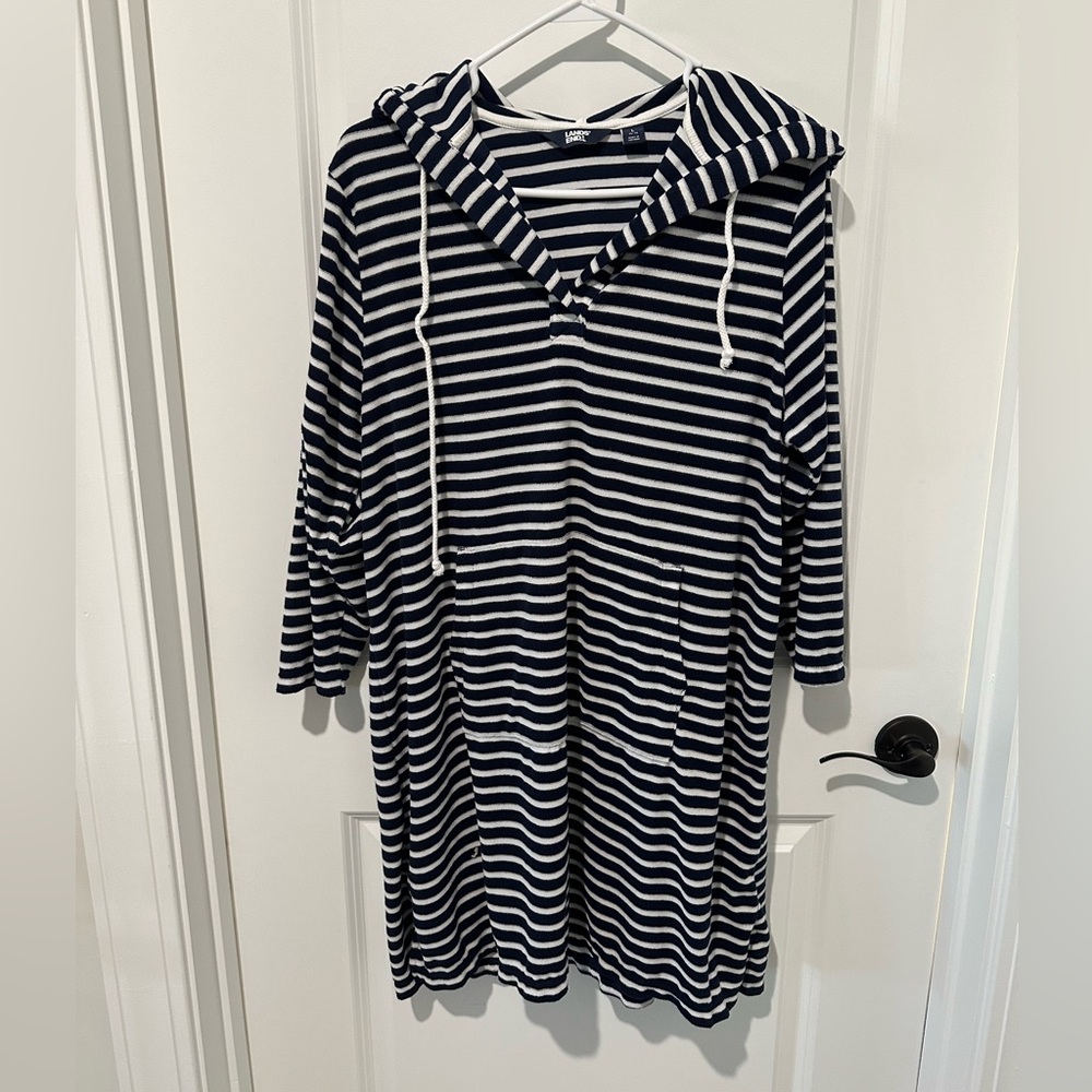 Lands’ end Long Sleeve Swim cover-up Dress Size L